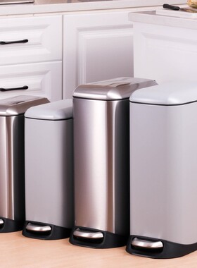 客厅卧室有盖长方形不锈钢大号窄长形缝隙垃圾桶脚踏家用静音缓降