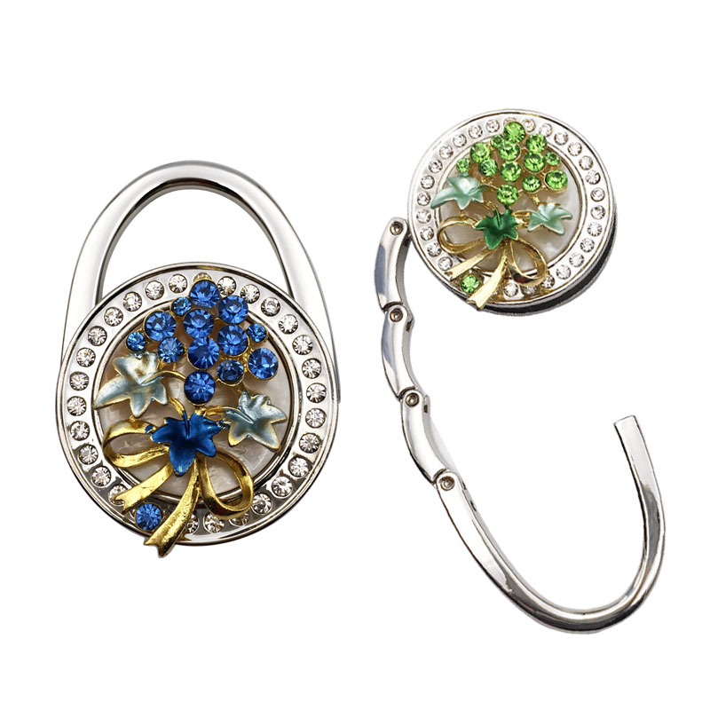 折叠手袋挂钩葡萄水钻挂包钩创意书包桌面挂包器外出桌边无痕挂钩