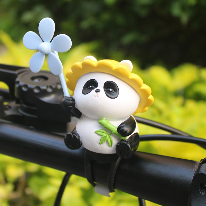 可爱熊猫竹蜻蜓小猪鸭子风车自行车电动机车载饰品车把装饰摆饰