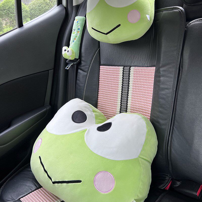 日系少女心可爱青蛙汽车头枕车用座椅抱枕腰靠车载抱枕毯内饰用品