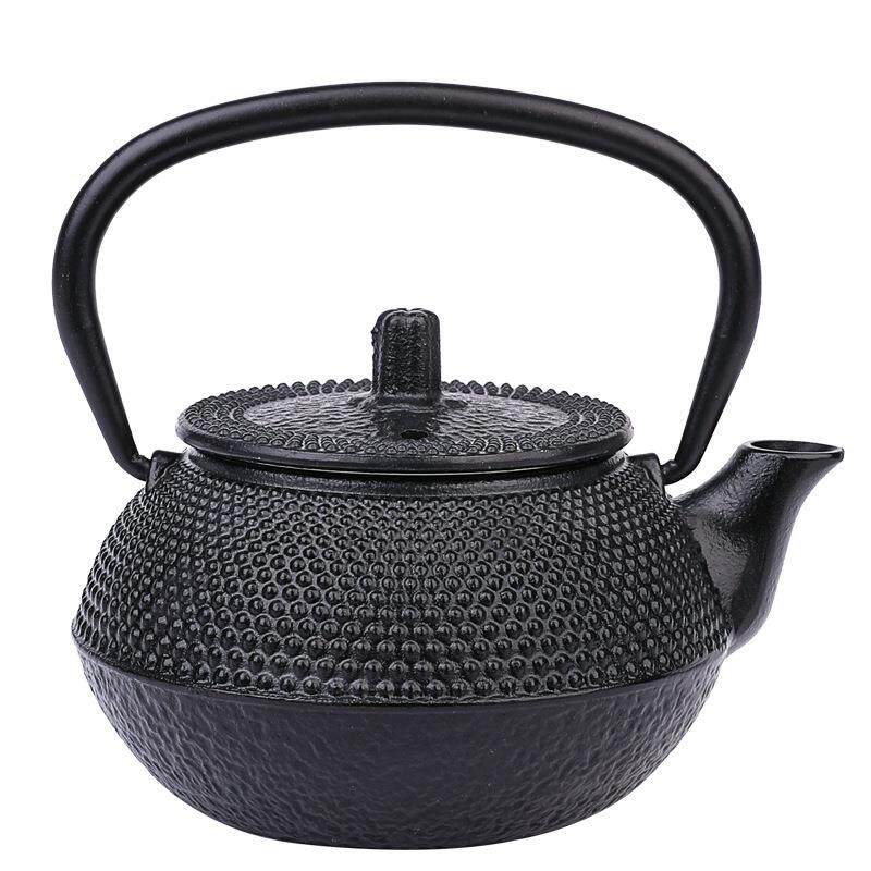 中式复古铸铁茶壶 岩肌竹叶铜盖壶0.6-1.2升 家用茶具软装摆件