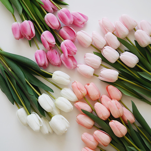 子苏郁金香仿真花高档保湿 手感假花仿真花摆设餐桌摆件非干花花束