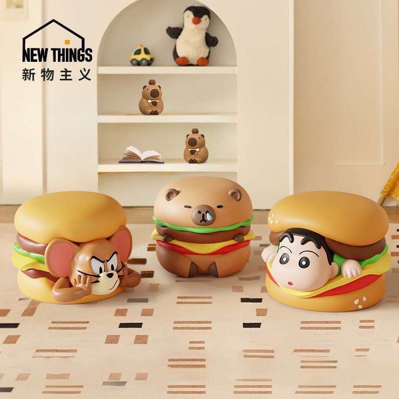 卡通创意汉堡凳换鞋凳家用门口穿鞋凳可爱客厅小凳子矮凳坐墩板凳