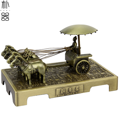 朴器 铜车马兵马俑摆件