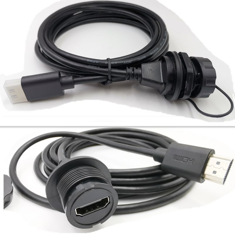 YU-HDMI2.0高清数据信号直通双头航空转换头面板固定防水公头母座