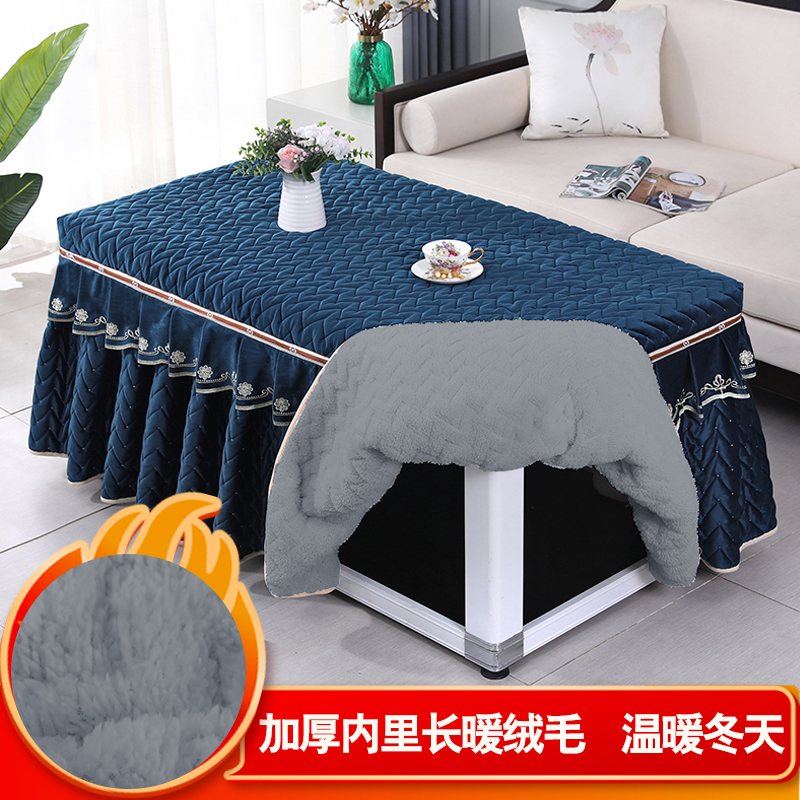 长方形电炉烤火桌子罩加厚长绒裙茶几壁纸烤火被取暖炉套高档冬季