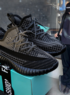 男鞋新款350椰子鞋男夏季透气百搭跑步运动休闲黑色软底潮鞋大码