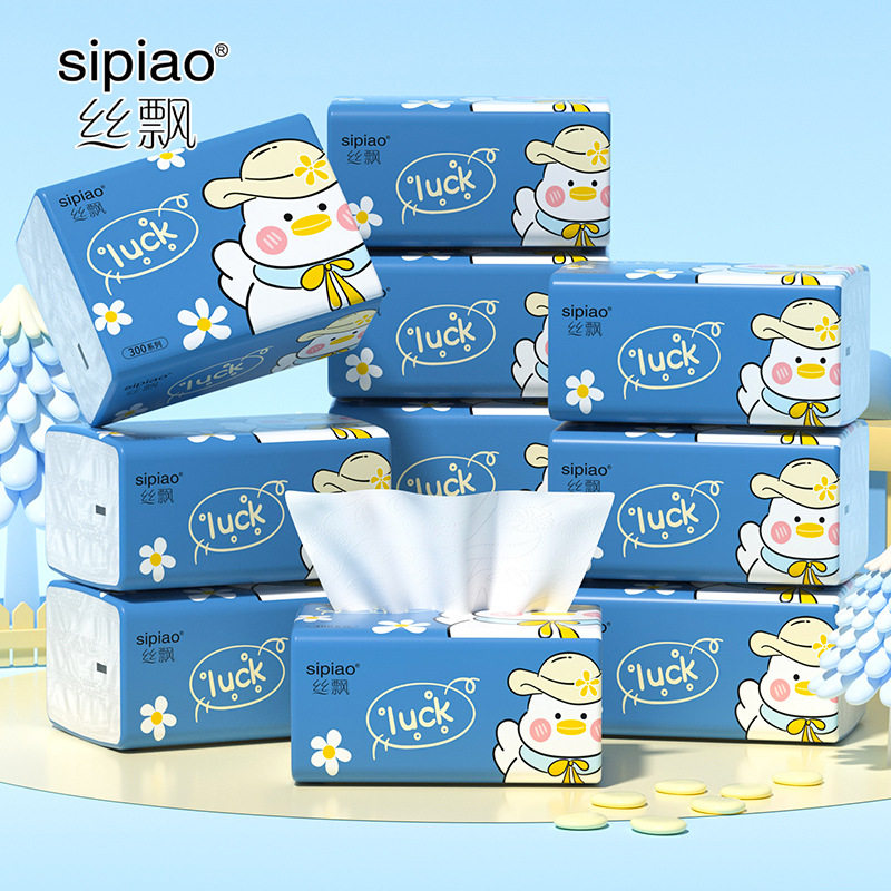 丝飘抽纸5层280张4D压花60包家庭实惠装干湿两用餐巾纸