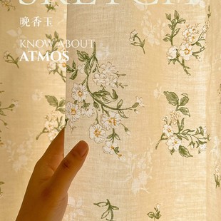 饰卧室仙气印花蕾丝裙摆窗帘 晚香玉 法式 美式 复古风田园w隔断装