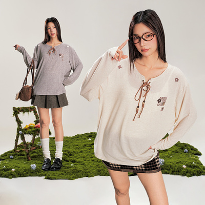 NSTNEW START发芽计划xWE FLOWER联名长袖圆领休闲慵懒感罩衫