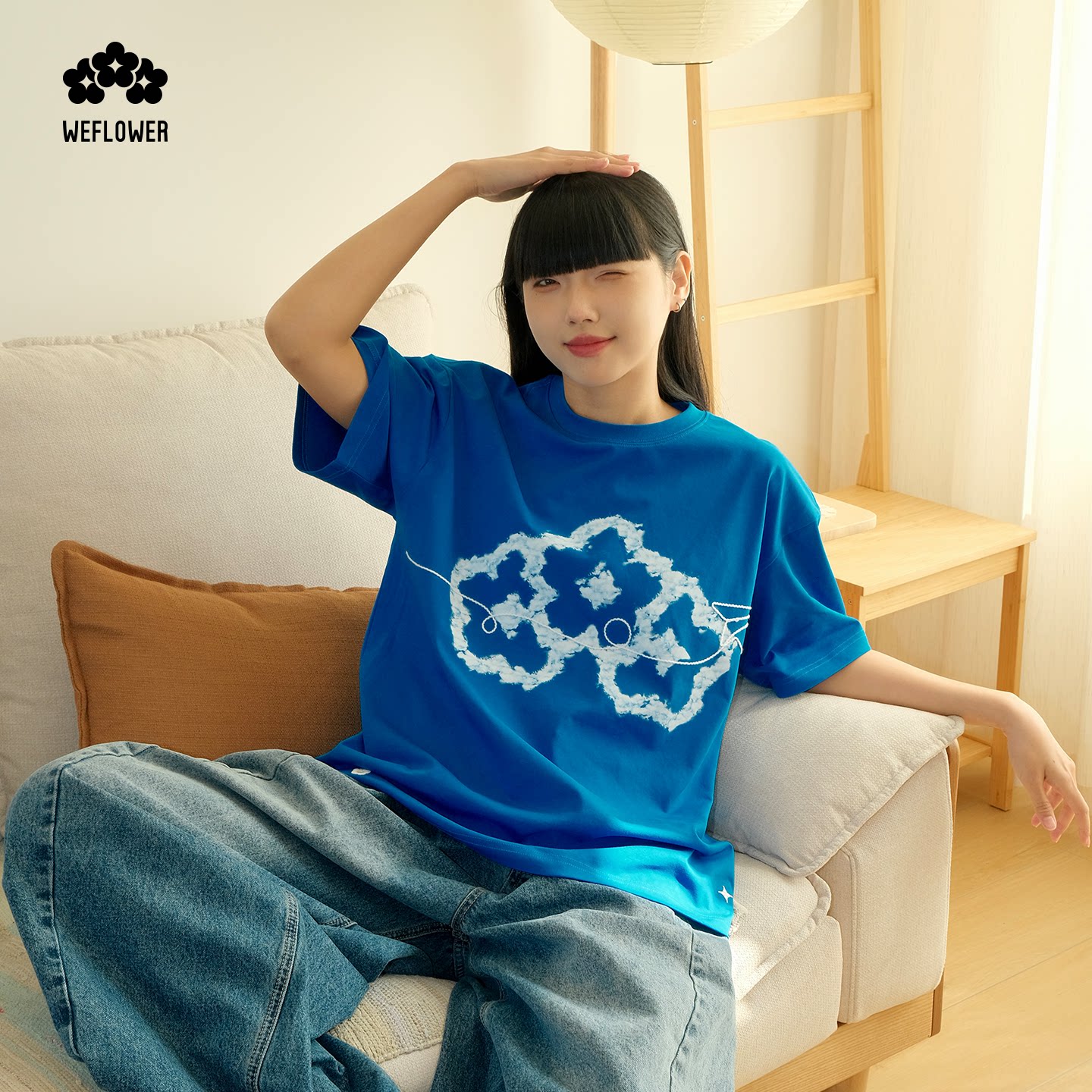 We Flower 2026春夏新款短袖线迹飞机纯棉宽松短袖T恤男女款图片