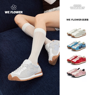 We Flower夏季穿搭新款国潮品牌小花流浪鞋百搭舒适美拉德休闲鞋