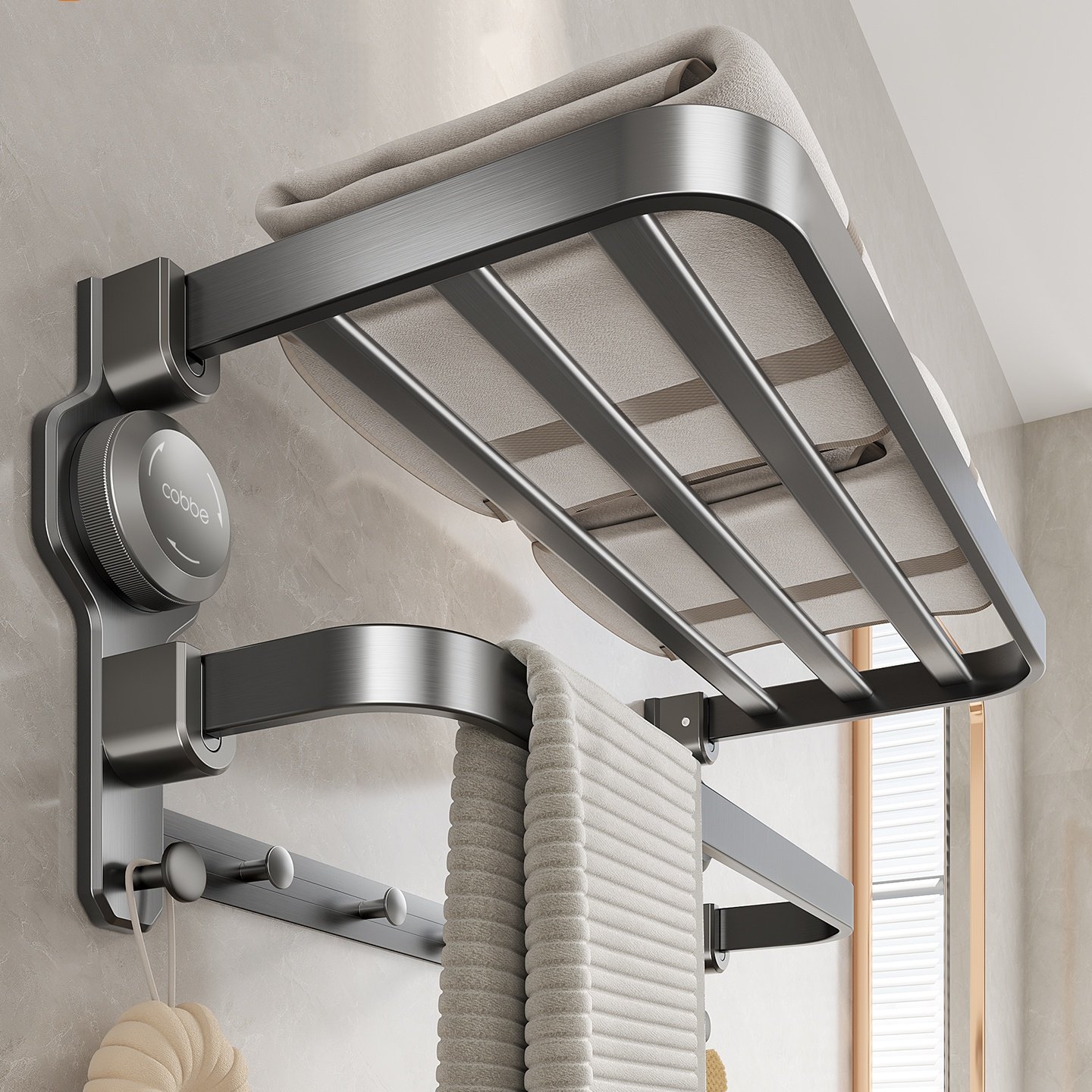 浴室吸盘毛巾架免打孔卫生间置物架浴室枪灰浴巾架厕所放衣服收纳,家装主材,毛巾杆/毛巾挂,淘宝优惠券,粉丝福利购,淘宝优惠卷