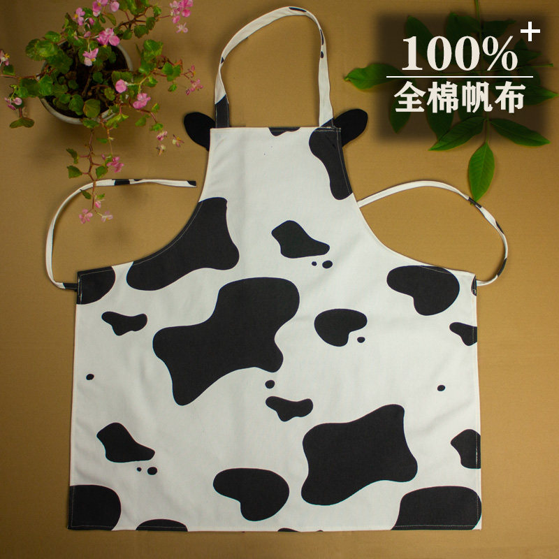奶牛围裙幼儿园牛奶乳品乳业定制订做印字广告童幼师设计画画围腰