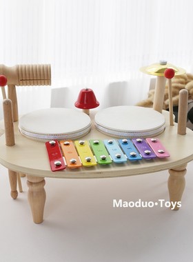 宝宝早教益智多功能打击乐敲琴打鼓玩具台音乐启蒙架子鼓男女LXQ