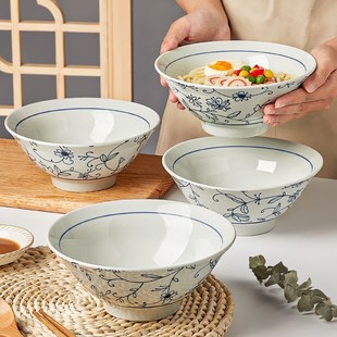 墨色高级感陶瓷6寸面碗家用7寸斗笠碗拉面碗吃面碗大碗汤面碗汤碗