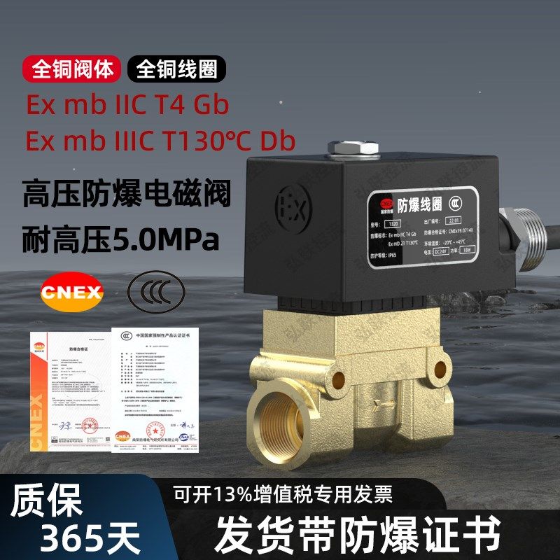 防爆高压电磁 耐高压5MPa 水气高压氮气5231015 220v 24v
