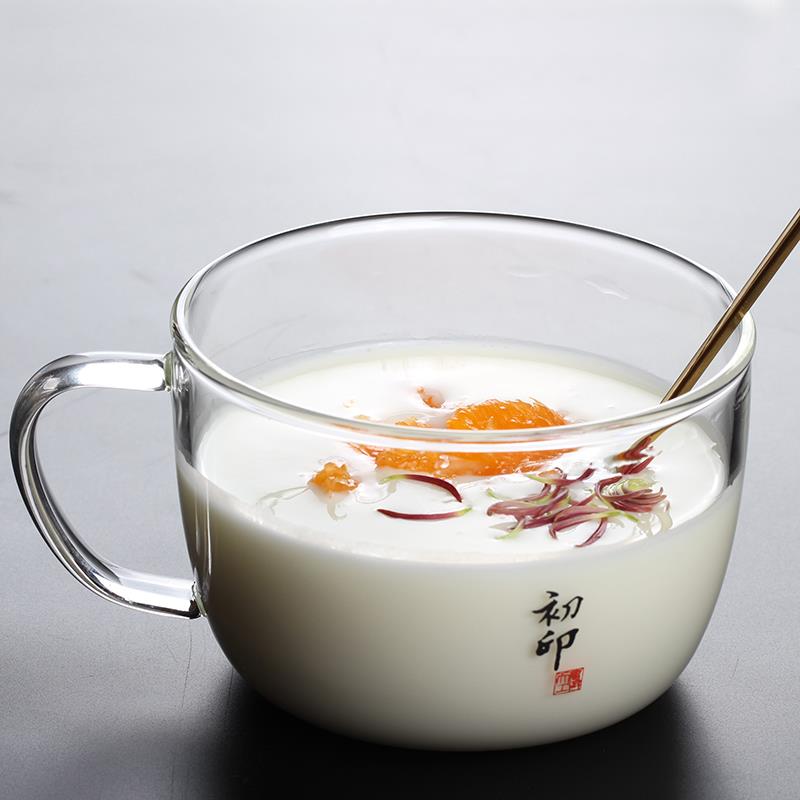 耐热玻璃早餐杯子燕麦杯 带盖子麦片杯牛奶杯微波炉宝宝炖蛋炖碗