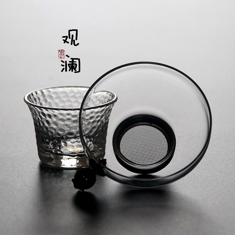 创意耐热玻璃过滤网钮珠茶漏套装茶叶泡茶器漏斗功夫茶具配件茶滤