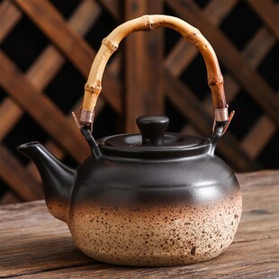 陶壶紫砂煮茶壶电陶炉烧水泡茶壶竹提梁茶器碳T酒精炉直明火壶