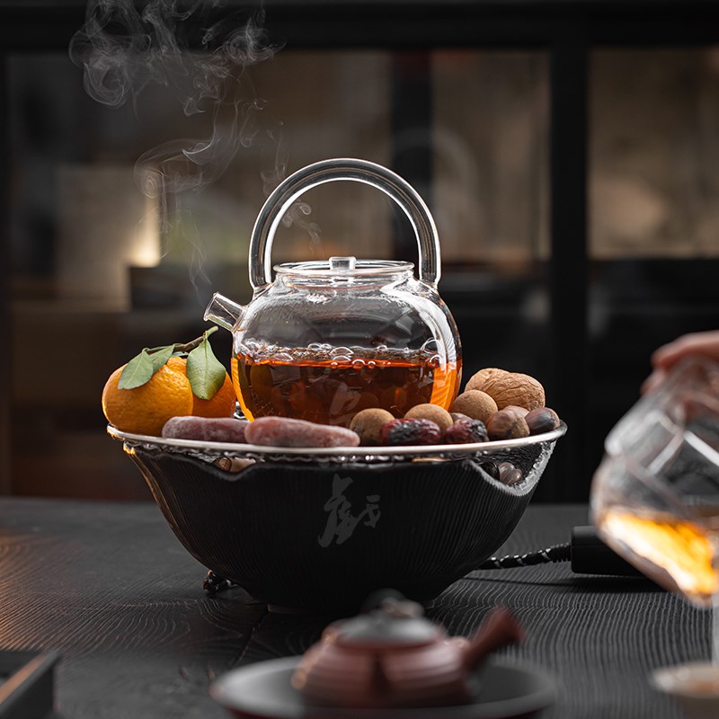 鱼戏大容量耐热玻璃围炉煮茶壶家用提梁壶泡茶壶煮茶炉电陶炉套装