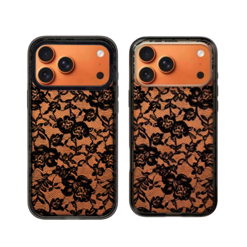 【PX＆FC】新款黑色蕾丝图案透明手机壳适用苹果17/16promax保护套iphone15/14pro/plus防摔13/12磁吸Magsafe