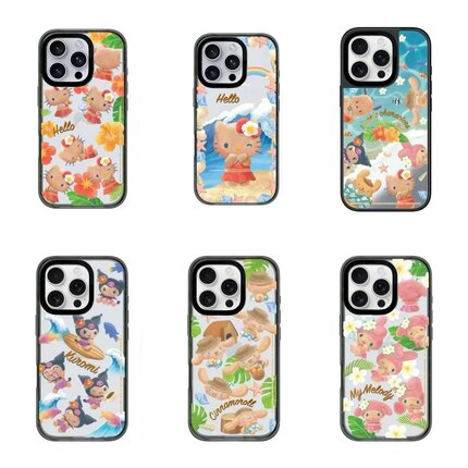 【PX＆FC】夏威夷黑皮凯蒂猫适用于iPhone16promax防摔17AIR可爱卡通14PM镜面15plus磁吸13pro保护套12美乐蒂