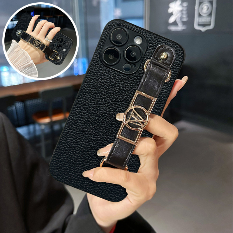 适用iQOO5Pro手机壳U3X腕带U5皮质Z1x支架Neo855荔枝纹Neo复古U5S小众5se简约neo3手扣U5e