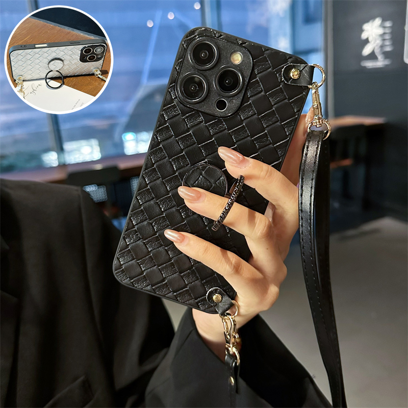 适用小米POCOM6Pro手机壳M6指环支架M5S斜跨M5挂绳M4Pro折叠M3商务m6全包Lite小众m5s时尚防摔创意简约