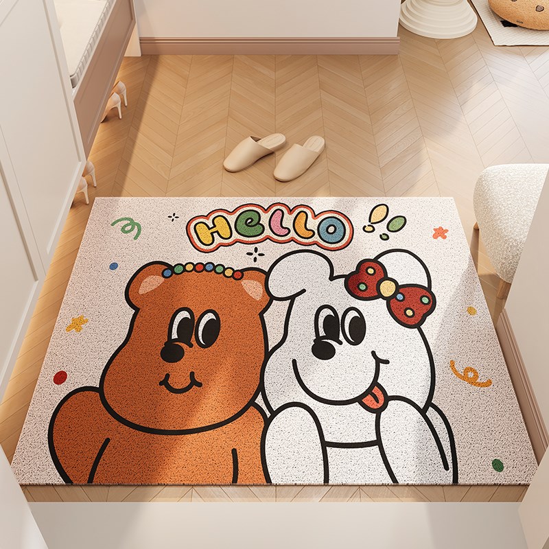 入户大门外丝圈地垫玄关进门口防滑现代卡通垫子静音家用自由裁剪