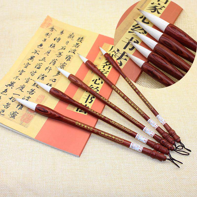 红檀木高档毛笔 实木毛笔盒子单支装三支装礼品锦盒装精品胎毛