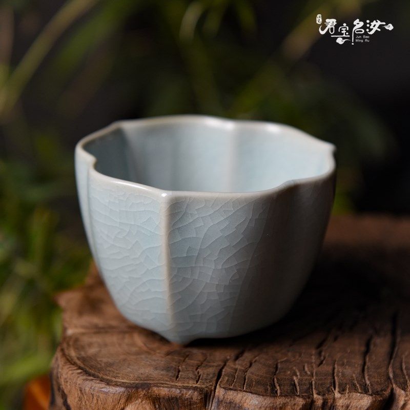 汝州原产地原矿汝瓷 天青 月白 仿古釉 茶杯 主人杯 蝉翼纹 可养,餐饮具,茶杯,淘宝优惠券,粉丝福利购,淘宝优惠卷