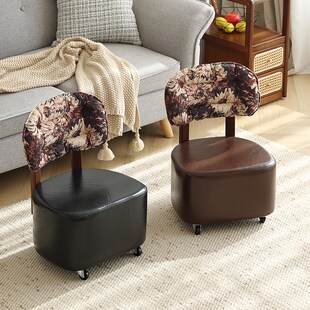 滑轮矮凳万向轮小凳子实木可移z动溜溜凳客厅换鞋 凳休闲靠背沙发