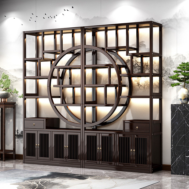 博古架实木中式茶叶架展示架茶室C摆件多宝阁茶柜置物架茶具收纳