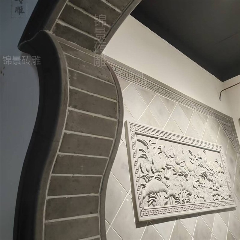 新中式砖雕宝瓶门套隔断青砖瓶形门框瓶门洞边框花瓶门装饰线条