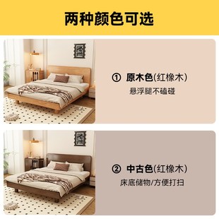 实木床防潮排骨架床 床1米8双人床家用卧室纯实木简约现代大床欧式