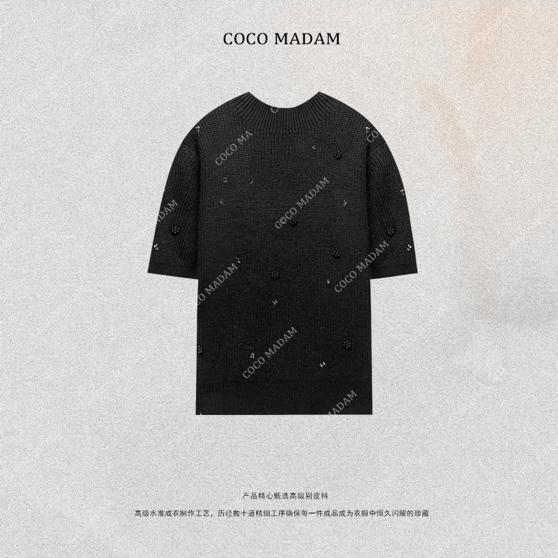 NIUNIU ·T-1923 毛针织衫半高领立领毛衣针织宽松型短袖羊毛衫