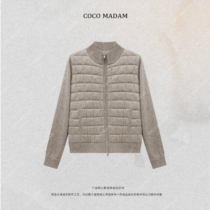 NIUNIU ·T-2065 长袖厚款格子针织宽松型棉服外套士女