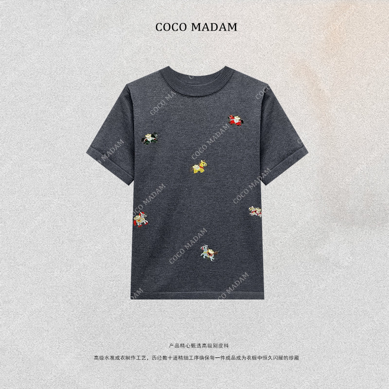 NIUNIU ·T-2295 春季新品天丝羊毛小马刺绣短袖T恤上衣,女装/女士精品,毛针织衫,淘宝优惠券,粉丝福利购,淘宝优惠卷