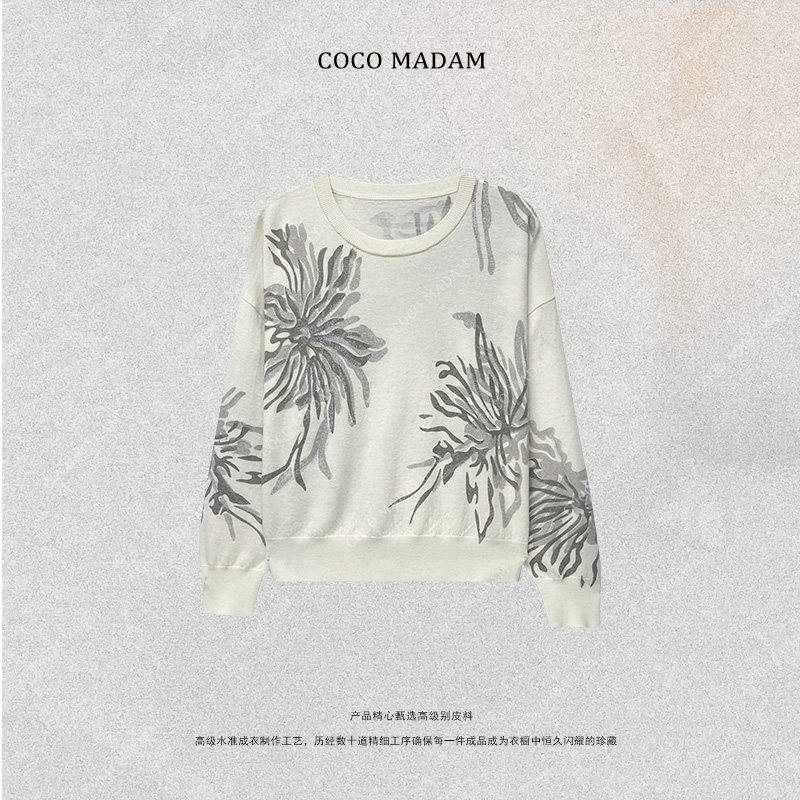 NIUNIU ·T-1307 秋季新品套头盘花款女毛针织衫长袖