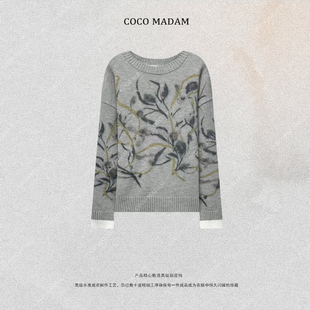 植物花卉厚款 1957 针织毛针织衫 时尚 白色 NIUNIU 上衣衫 ·T