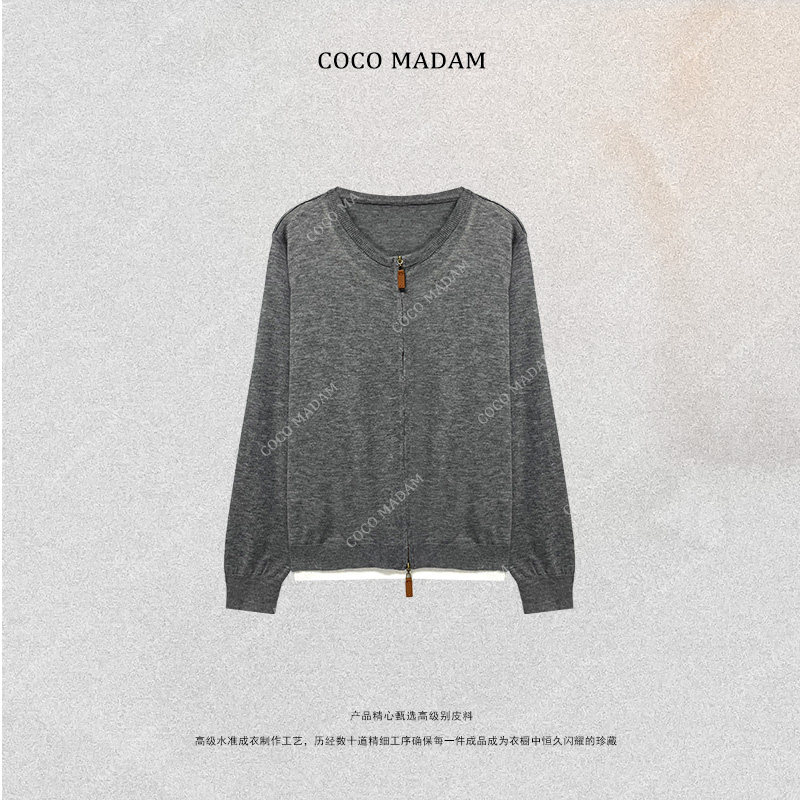 NIUNIU ·T-1321 秋季简约圆领时尚针织拉链短外套短款长袖