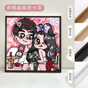 星蝶公主我要变成装饰画油画布打印头像卡通有P框画像定制真人照