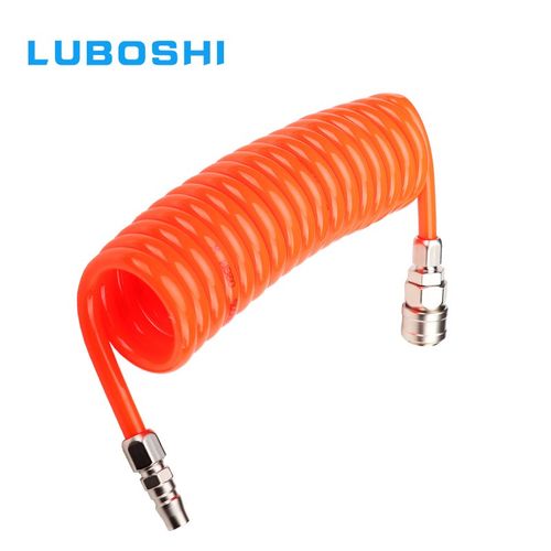 黑色PU弹簧管8mm/12mm气管空压机软管气L泵管螺旋伸缩管子带自锁