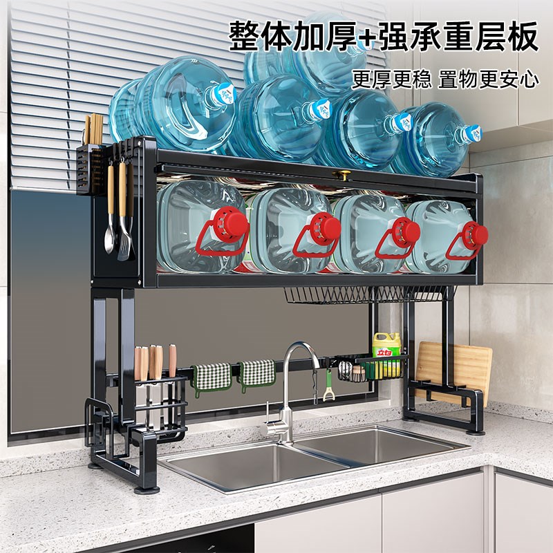 厨房水槽置物架家用碗碟收纳洗碗槽水池防M尘碗柜储物多功能沥水