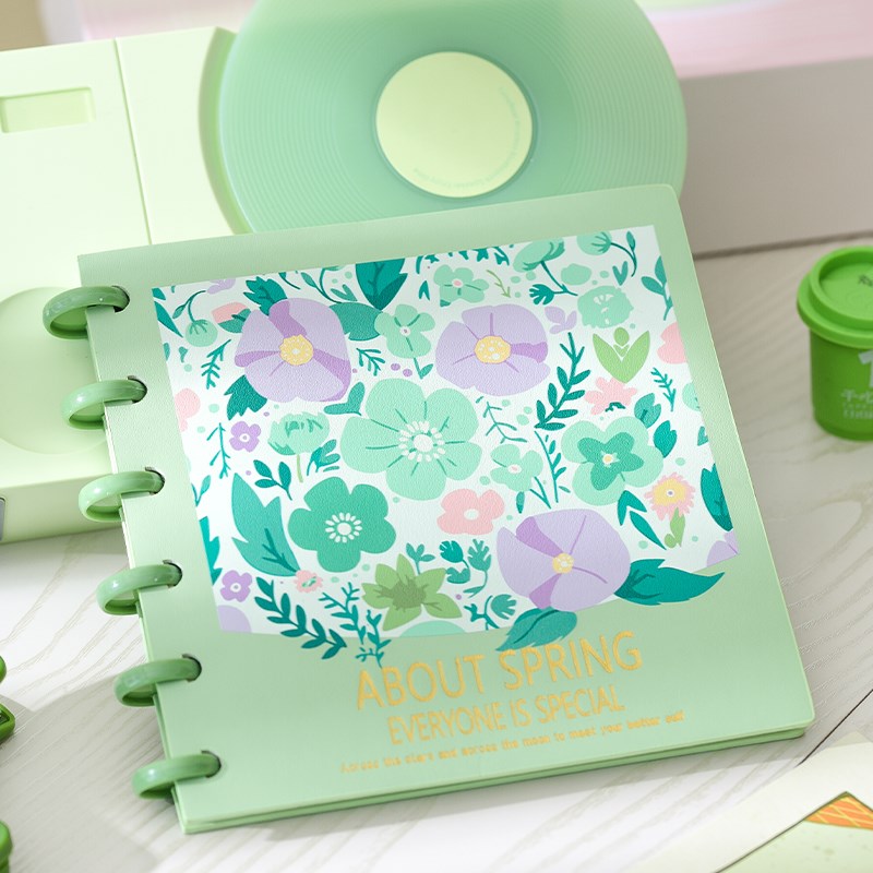 双层厚皮柔软皮面蘑菇扣活页本可拆卸替芯不硌手蘑菇孔小B清新摘