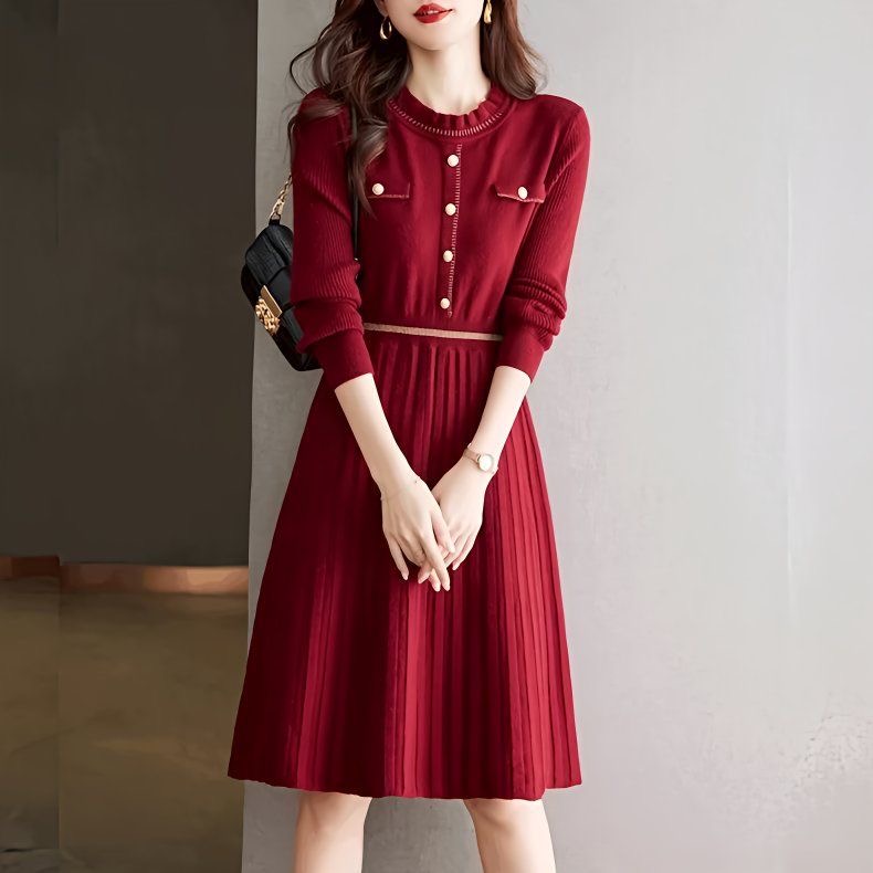 2025秋冬新款中长款连衣裙女