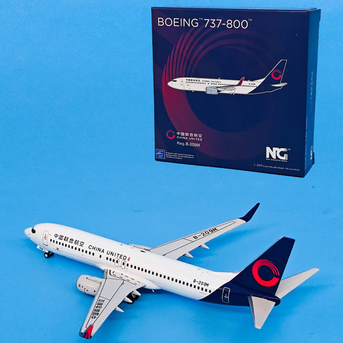 NG1:400中国联合航空B737-800客机B-7372B-209M飞机模型合金收藏