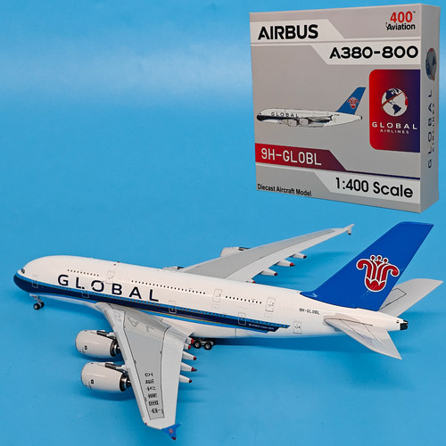 1:400环球航空A380-800客机9H-GLOBL合金飞机模型摆件AV