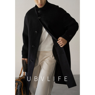 羊毛混纺双面羊绒中长款立领风衣男2025秋冬保暖休闲毛呢新款大衣